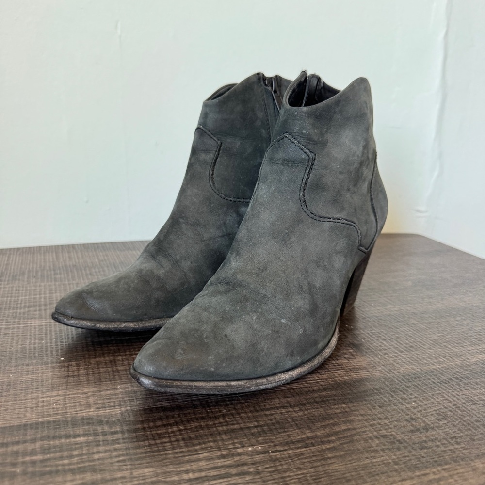 Frye Reina Ankle Boot Faded Black Suede Booties